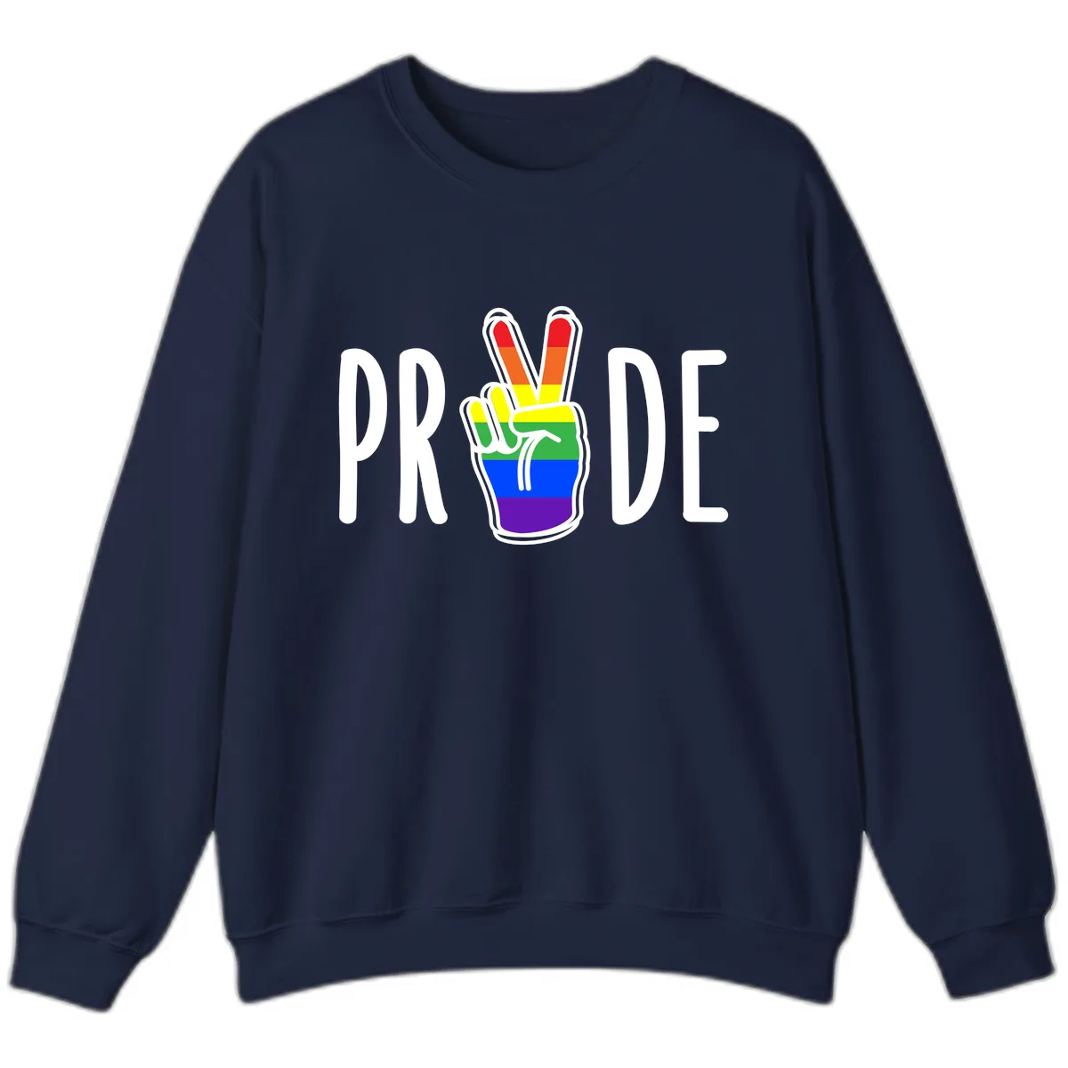 Pride Peace Hand Rainbow Sweatshirt in Navy