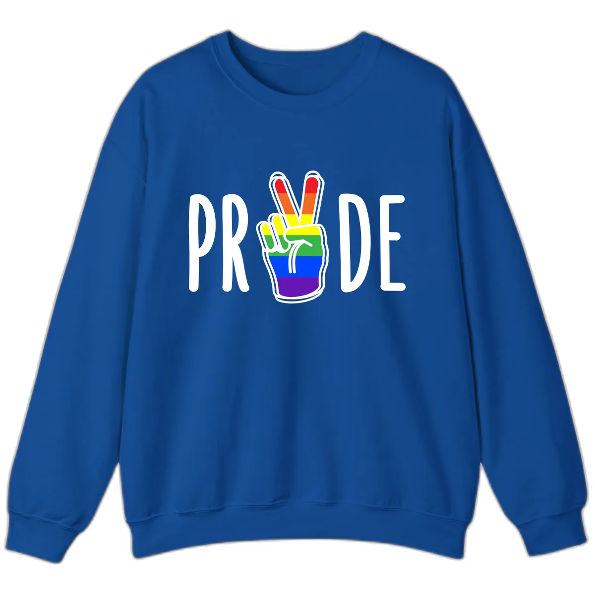 Pride Peace Hand Rainbow Sweatshirt in Royal