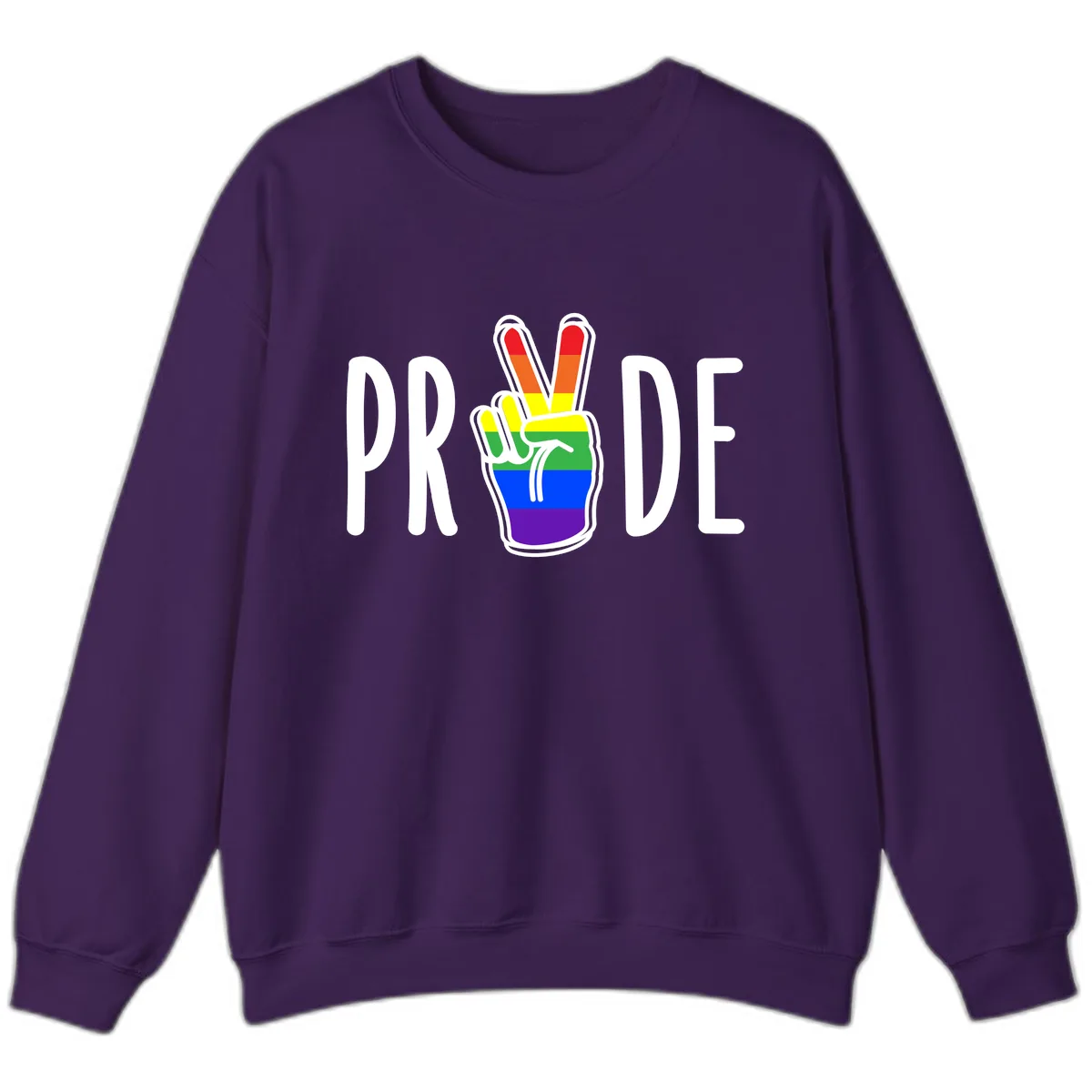 Pride Peace Hand Rainbow Sweatshirt in Purple