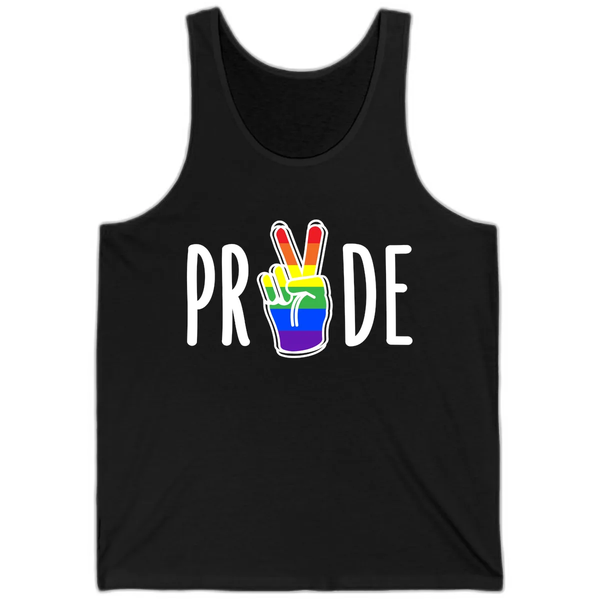 Pride Peace Hand Rainbow Tank in Black