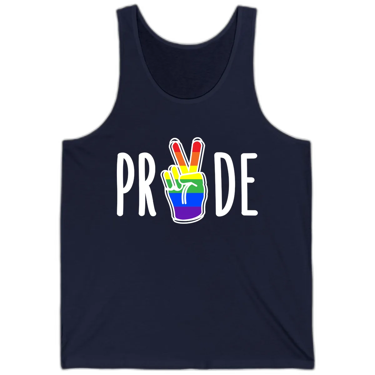 Pride Peace Hand Rainbow Tank in Navy