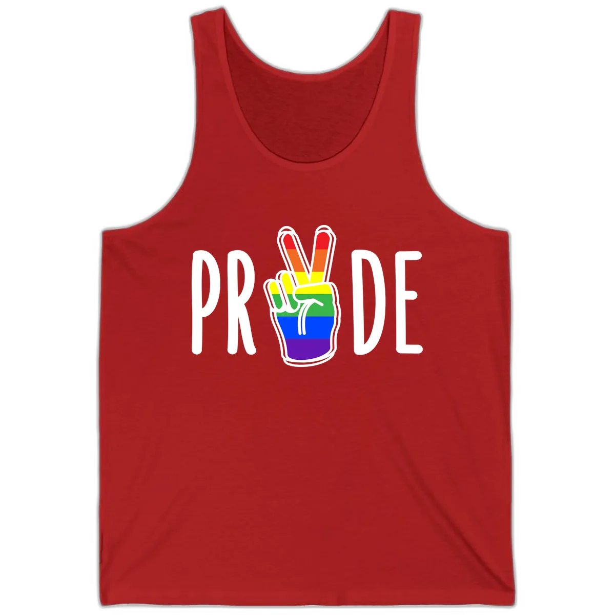 Pride Peace Hand Rainbow Tank in Red