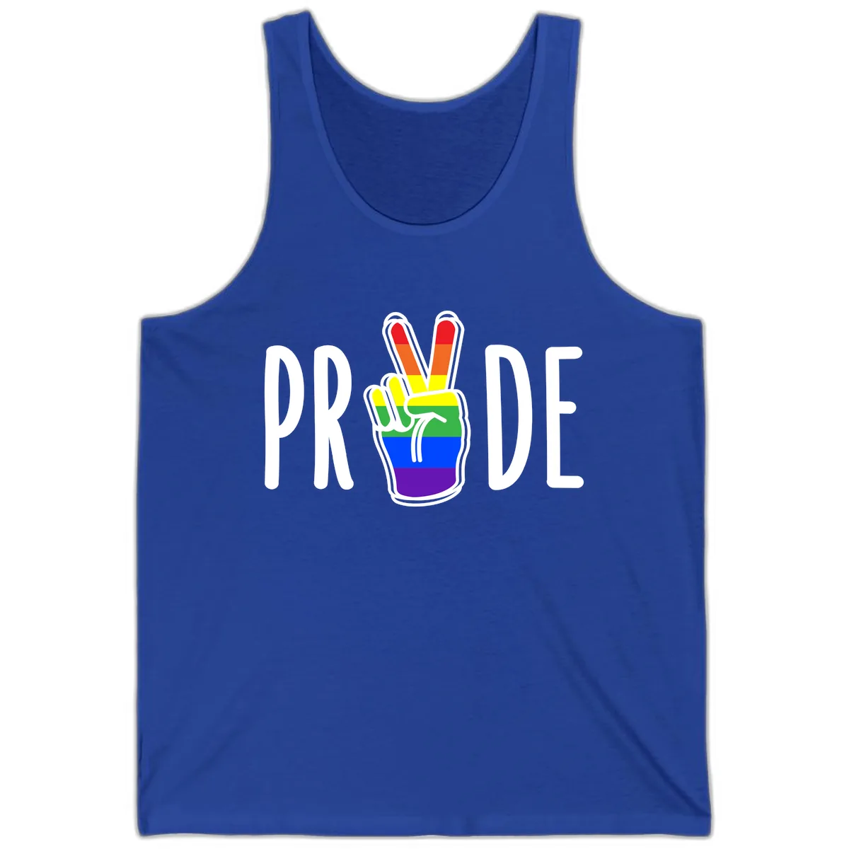 Pride Peace Hand Rainbow Tank in True Royal