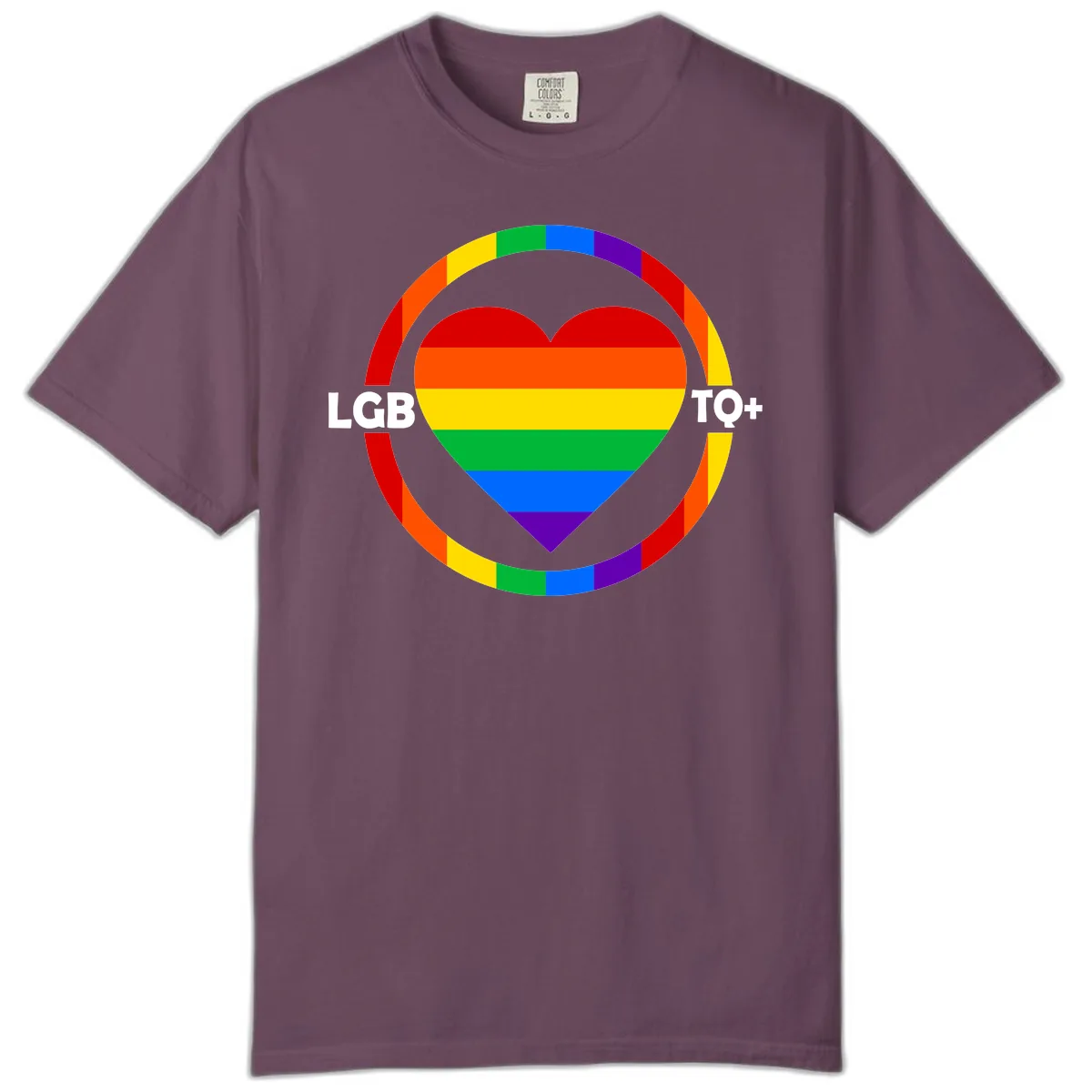 LGB To+ Pride Heart Circle Comfort Color in Berry