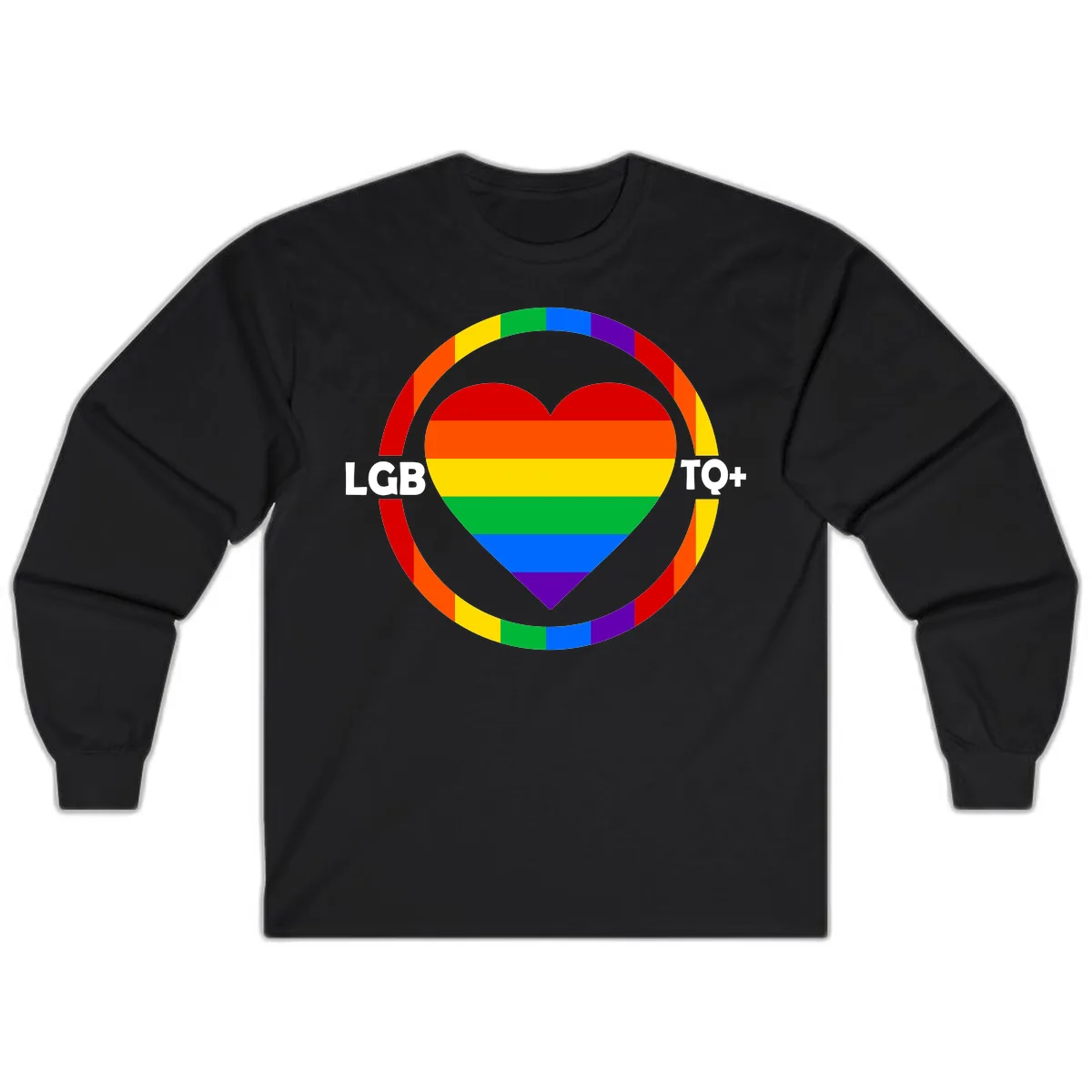 LGB To+ Pride Heart Circle Long Sleeve in Black