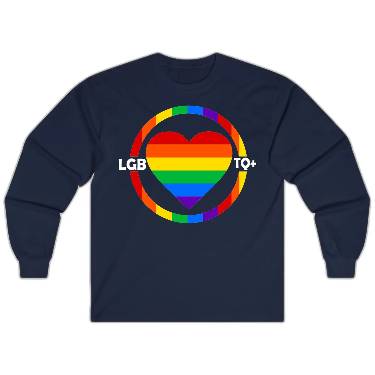 LGB To+ Pride Heart Circle Long Sleeve in Navy