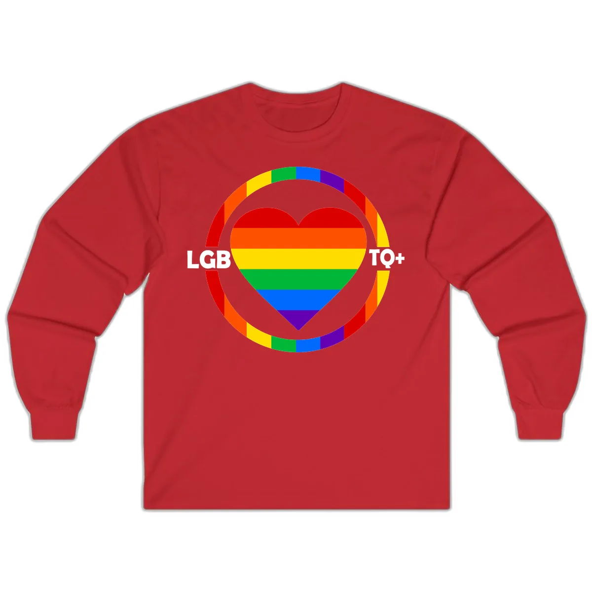 LGB To+ Pride Heart Circle Long Sleeve in Red