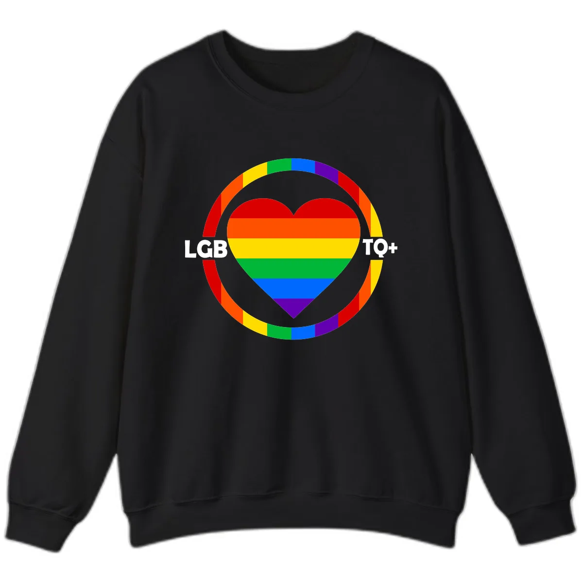 LGB To+ Pride Heart Circle Sweatshirt in Black