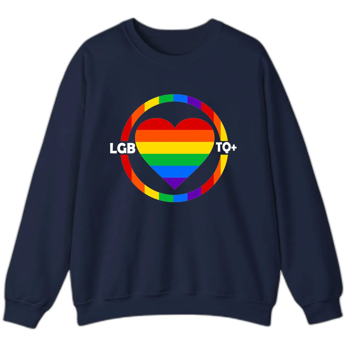LGB To+ Pride Heart Circle Sweatshirt in Navy