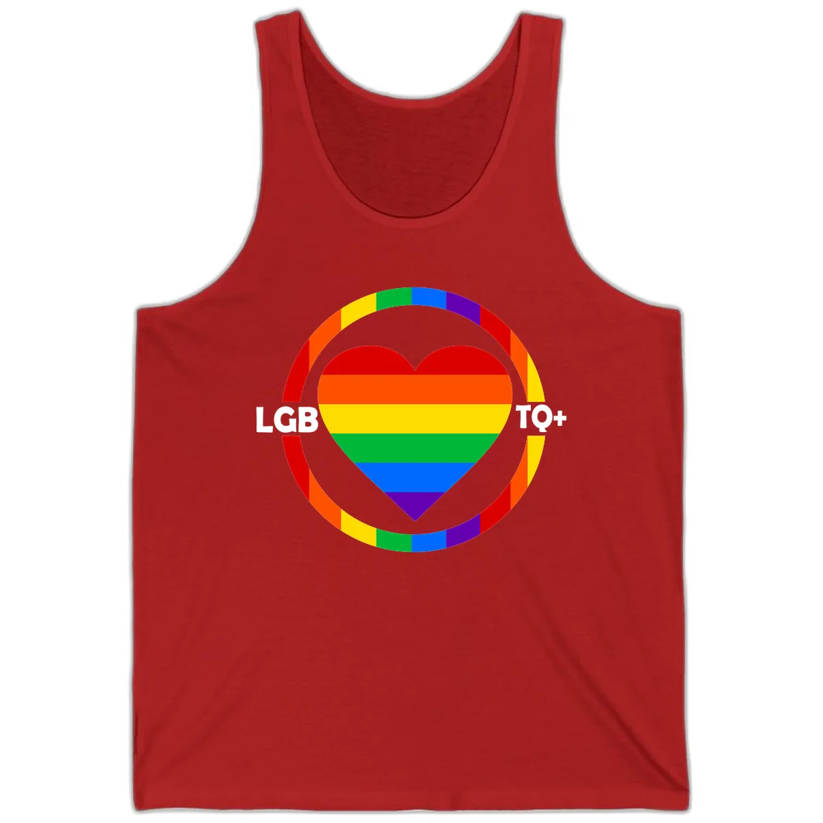 LGB To+ Pride Heart Circle Tank in Red