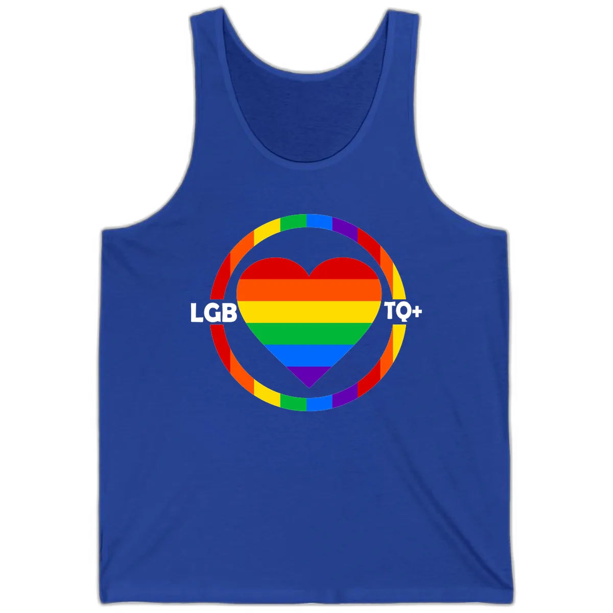 LGB To+ Pride Heart Circle Tank in True Royal