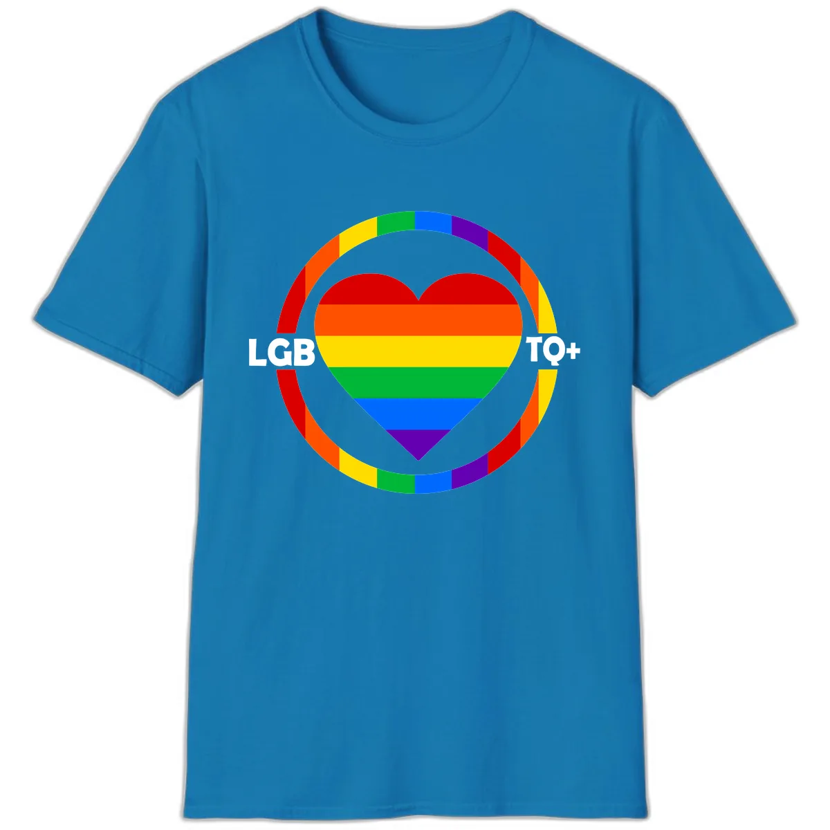 LGB To+ Pride Heart Circle T-Shirt in Sapphire
