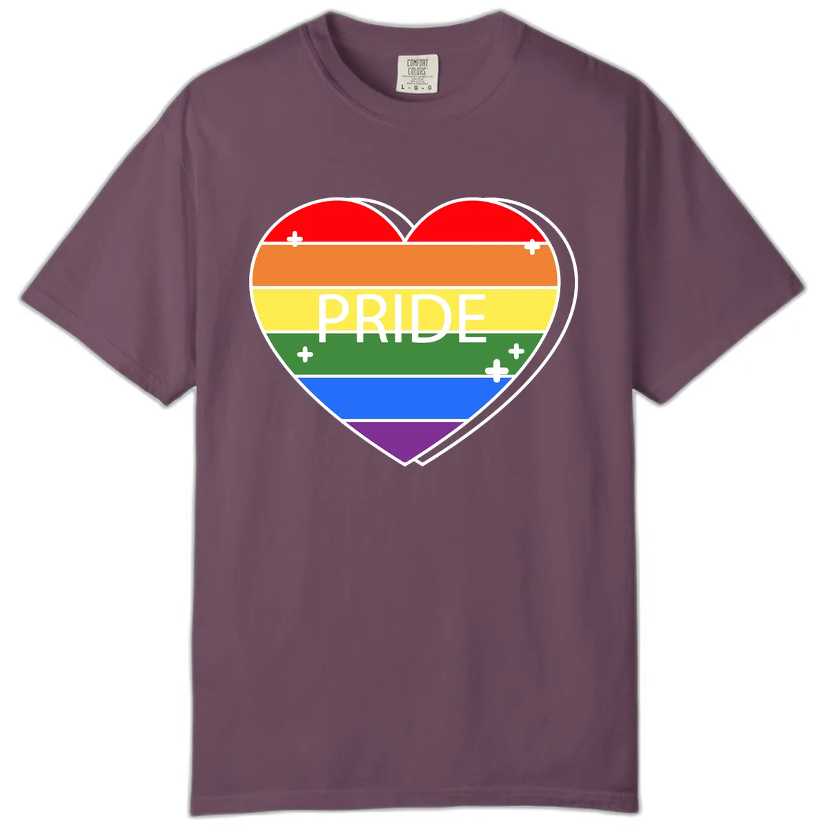 Rainbow Pride Heart Comfort Color in Berry