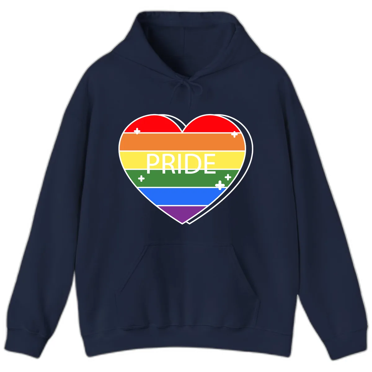 Rainbow Pride Heart Hoodie in Navy