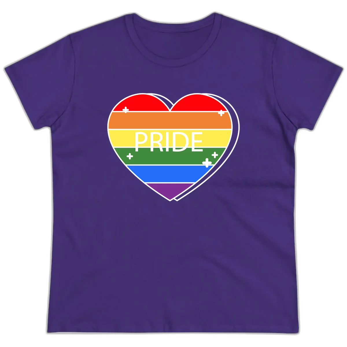 Rainbow Pride Heart Ladies Tee in Purple