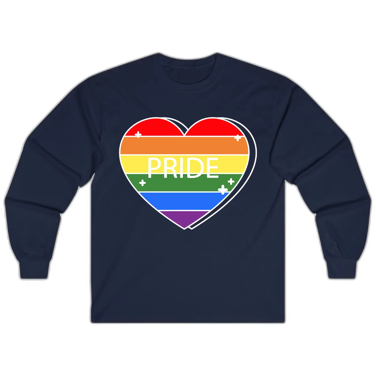 Rainbow Pride Heart Long Sleeve in Navy