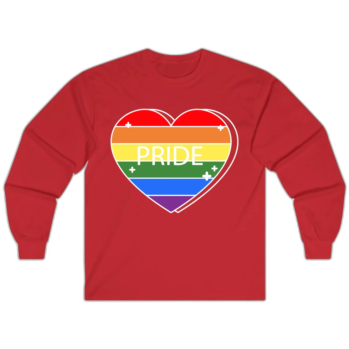 Rainbow Pride Heart Long Sleeve in Red