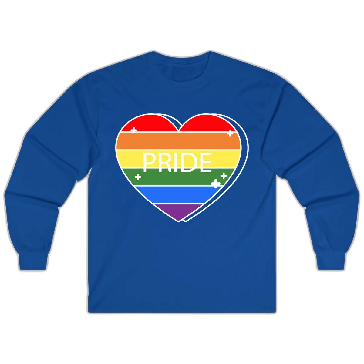 Rainbow Pride Heart Long Sleeve in Royal