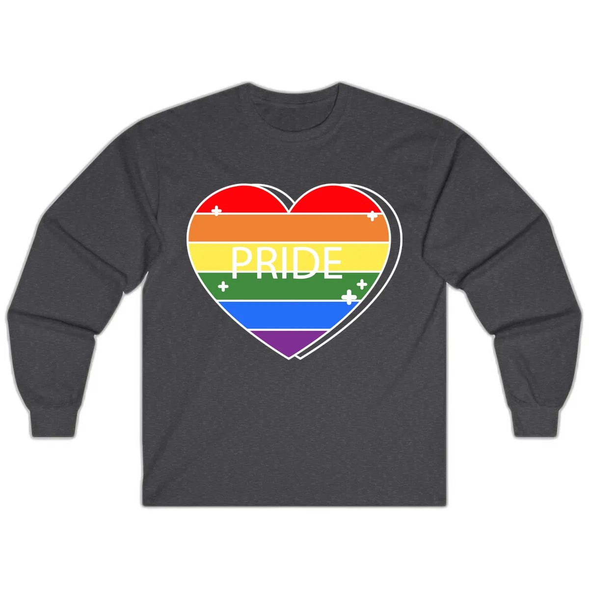 Rainbow Pride Heart Long Sleeve in Dark Heather