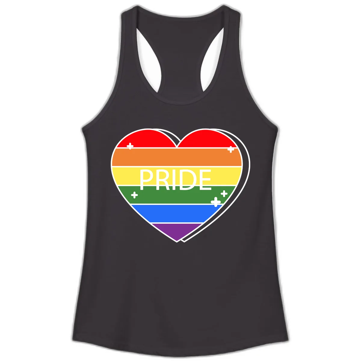 Rainbow Pride Heart Ladies Tank in Black