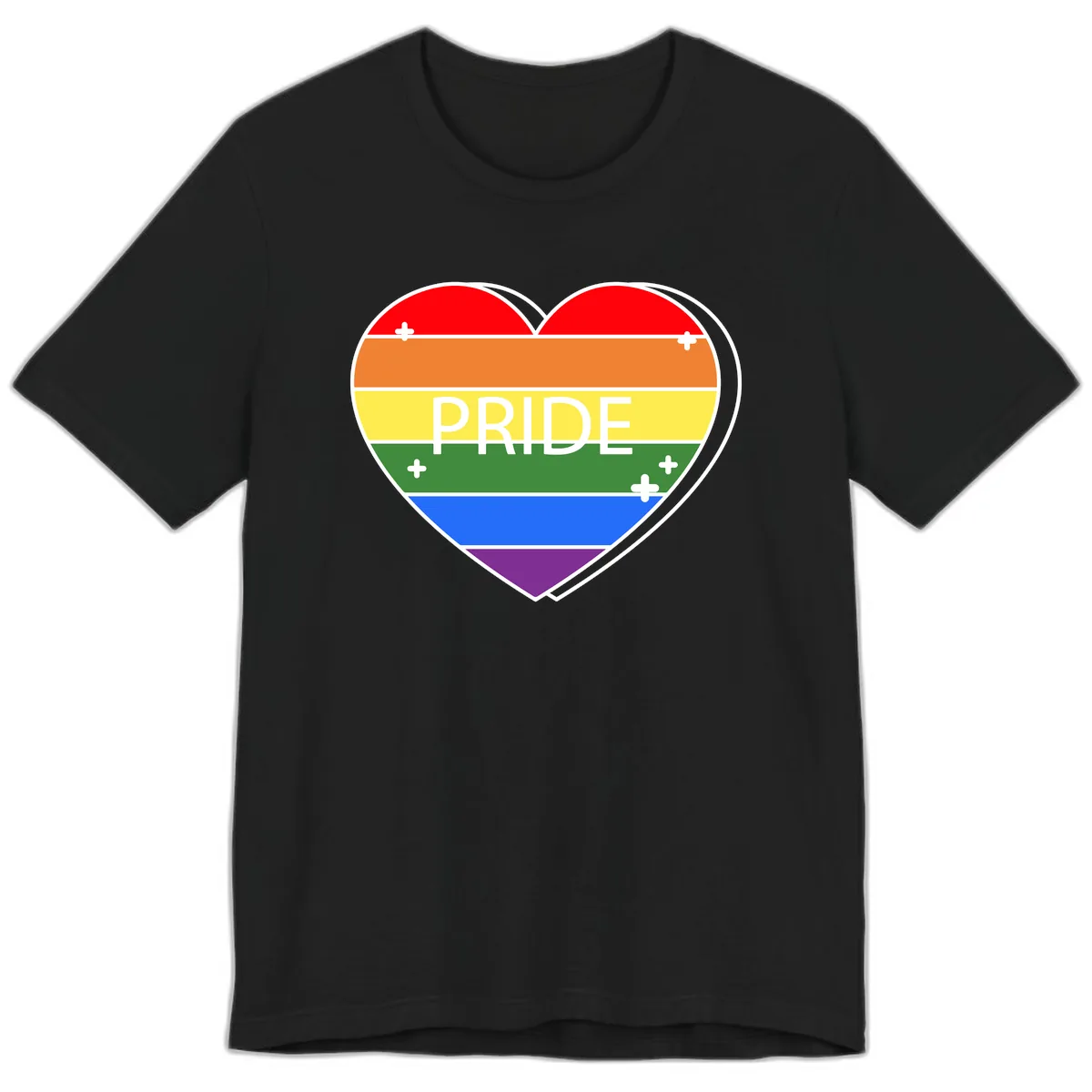 Rainbow Pride Heart Premium T-Shirt in Black