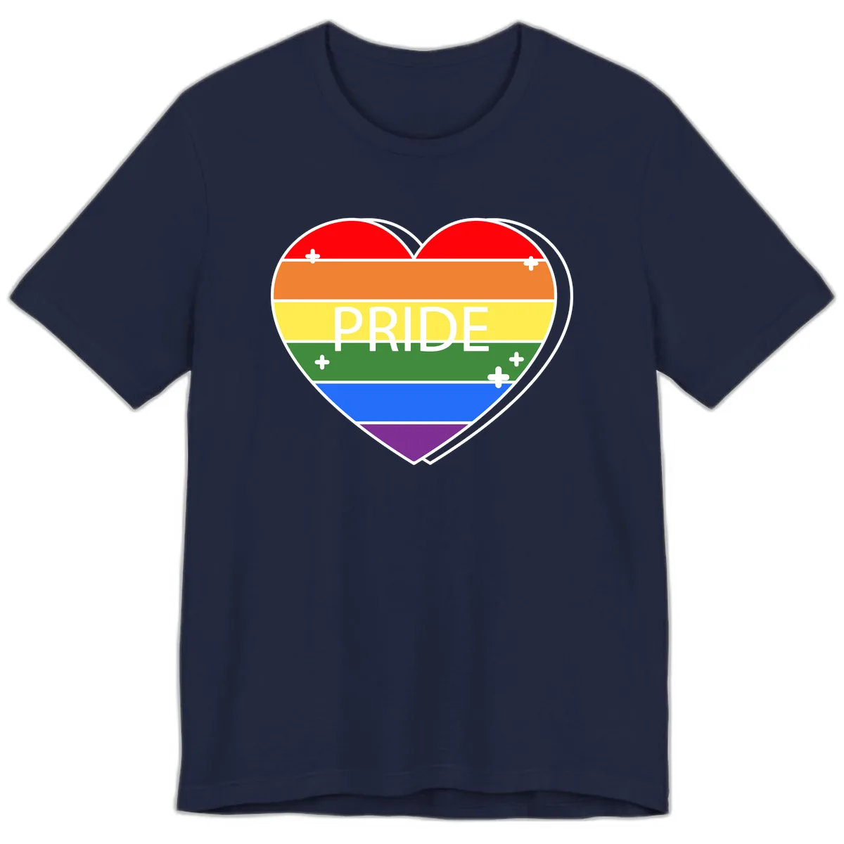 Rainbow Pride Heart Premium T-Shirt in Navy