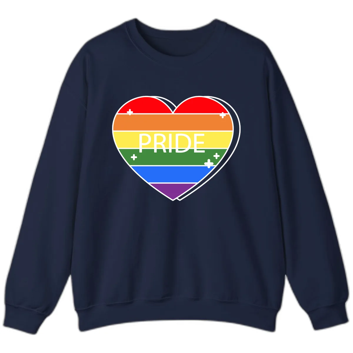 Rainbow Pride Heart Sweatshirt in Navy