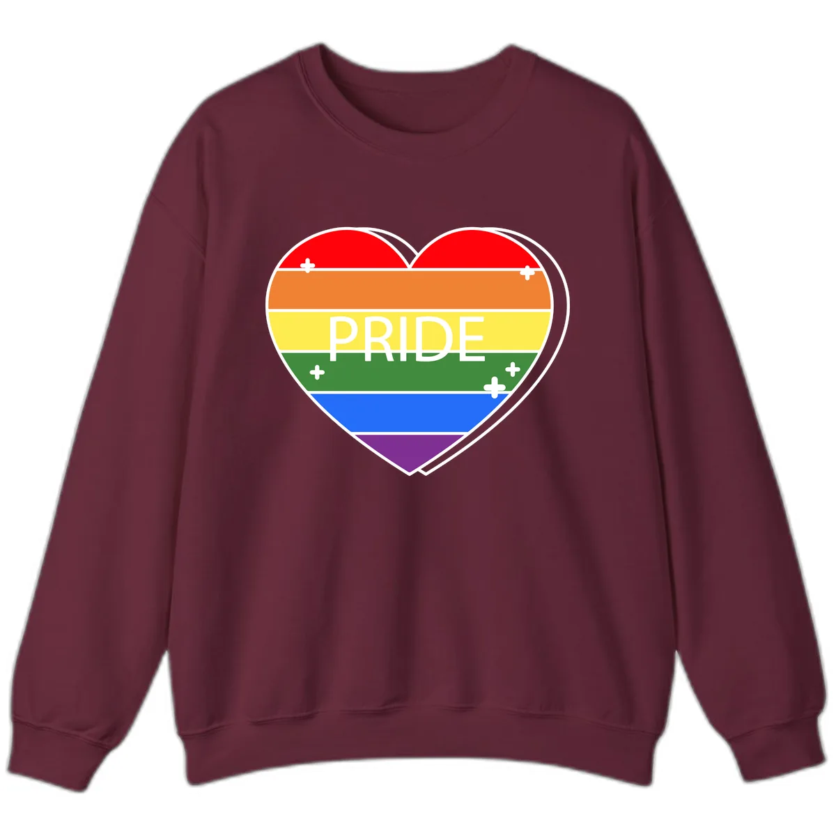 Rainbow Pride Heart Sweatshirt in Maroon
