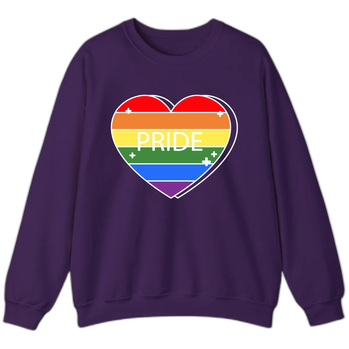 Rainbow Pride Heart Sweatshirt in Purple
