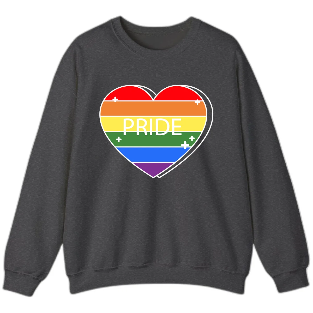 Rainbow Pride Heart Sweatshirt in Dark Heather
