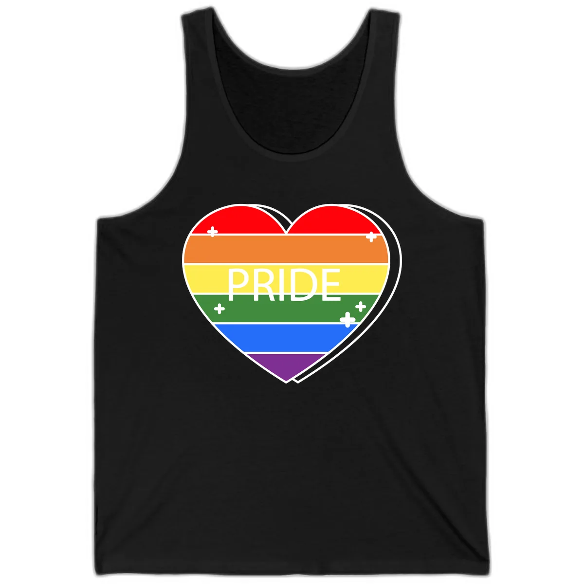 Rainbow Pride Heart Tank in Black
