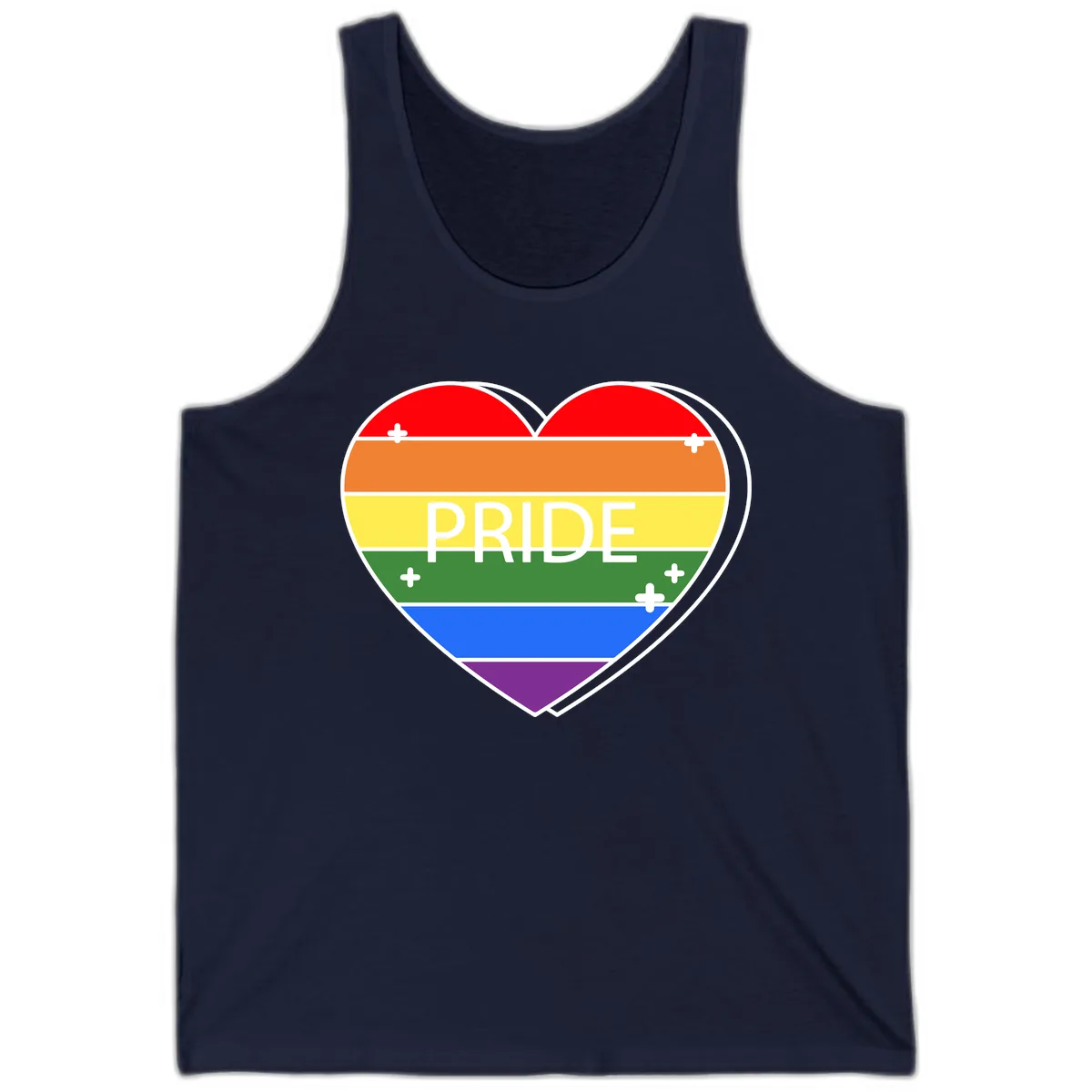Rainbow Pride Heart Tank in Navy