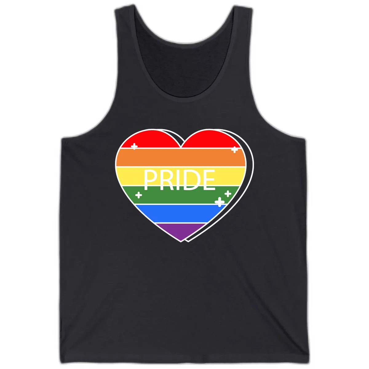 Rainbow Pride Heart Tank in Dark Grey
