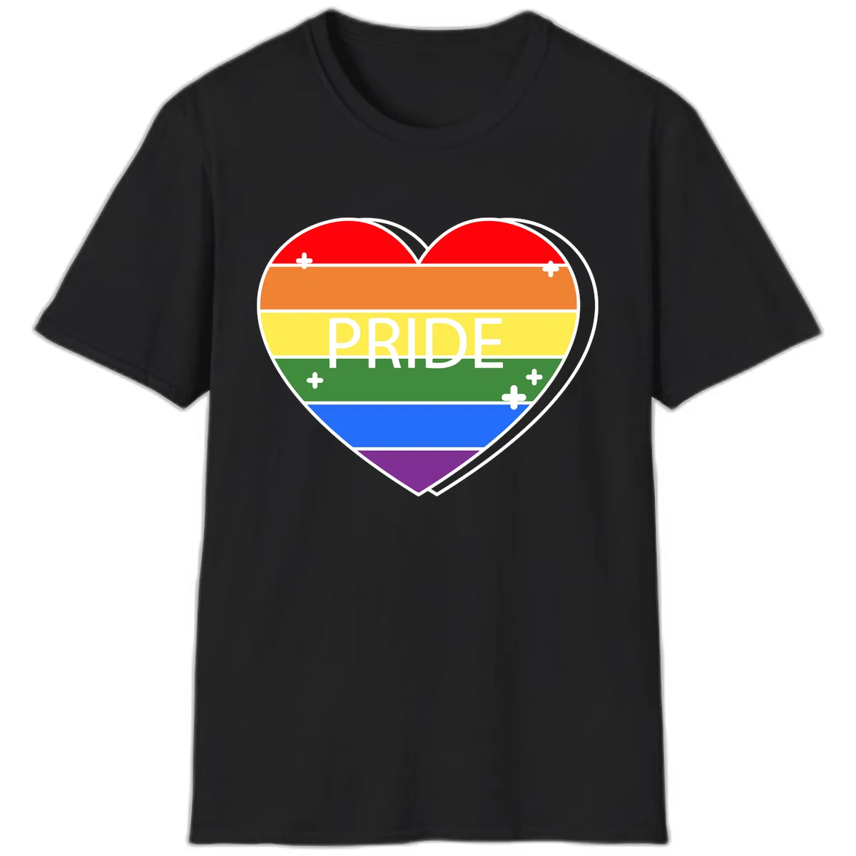 Rainbow Pride Heart T-Shirt in Black