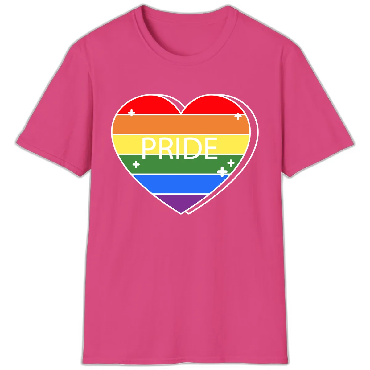 Rainbow Pride Heart T-Shirt in Heliconia