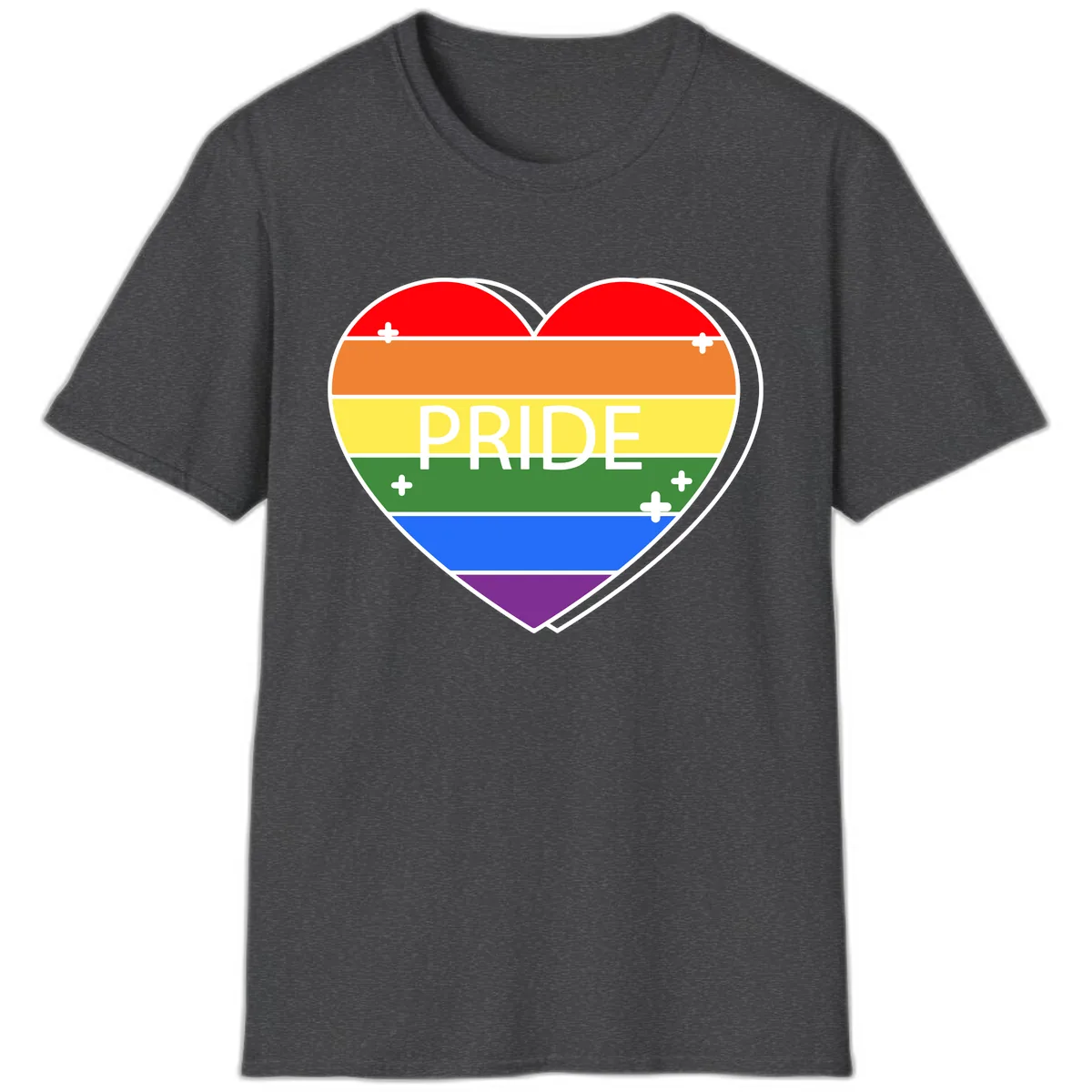 Rainbow Pride Heart T-Shirt in Dark Heather