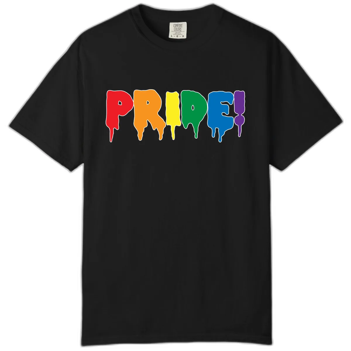 Pride Drip Rainbow Letters Comfort Color in Black