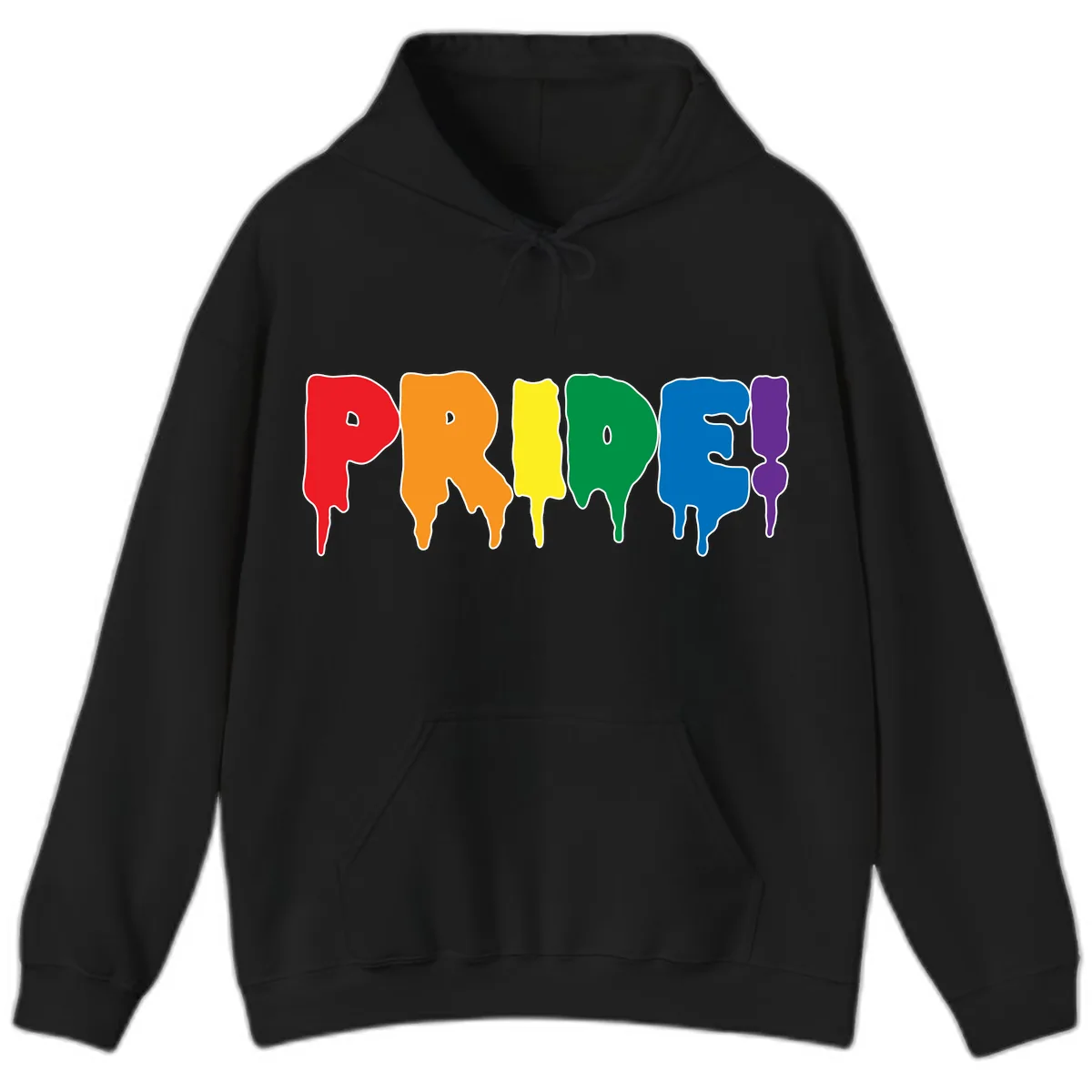 Pride Drip Rainbow Letters Hoodie in Black