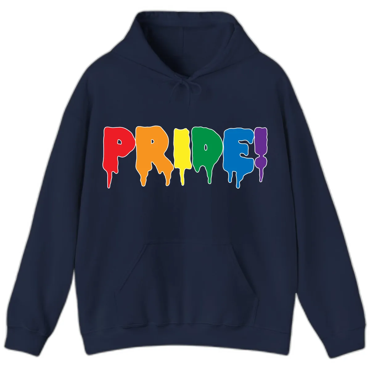 Pride Drip Rainbow Letters Hoodie in Navy