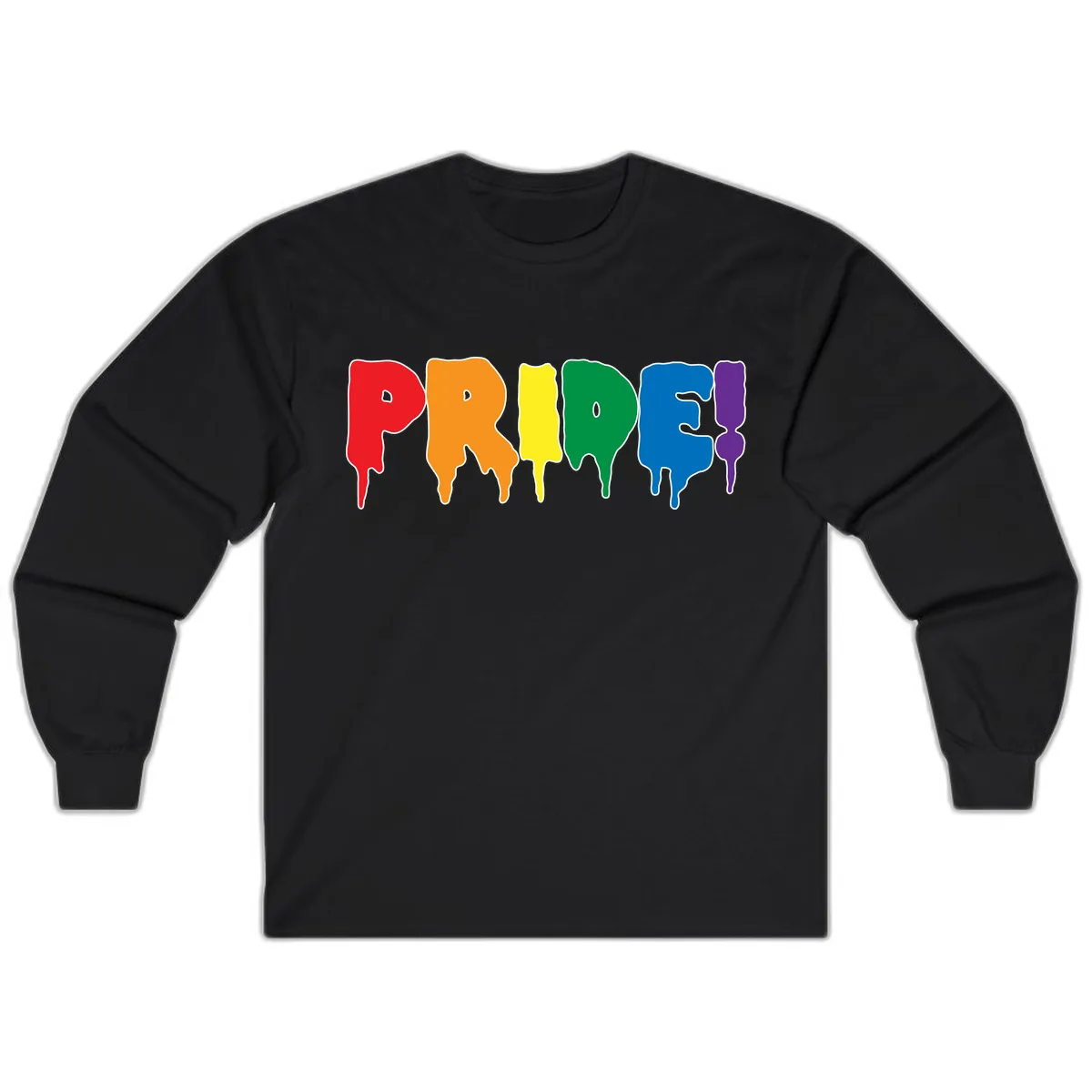 Pride Drip Rainbow Letters Long Sleeve in Black