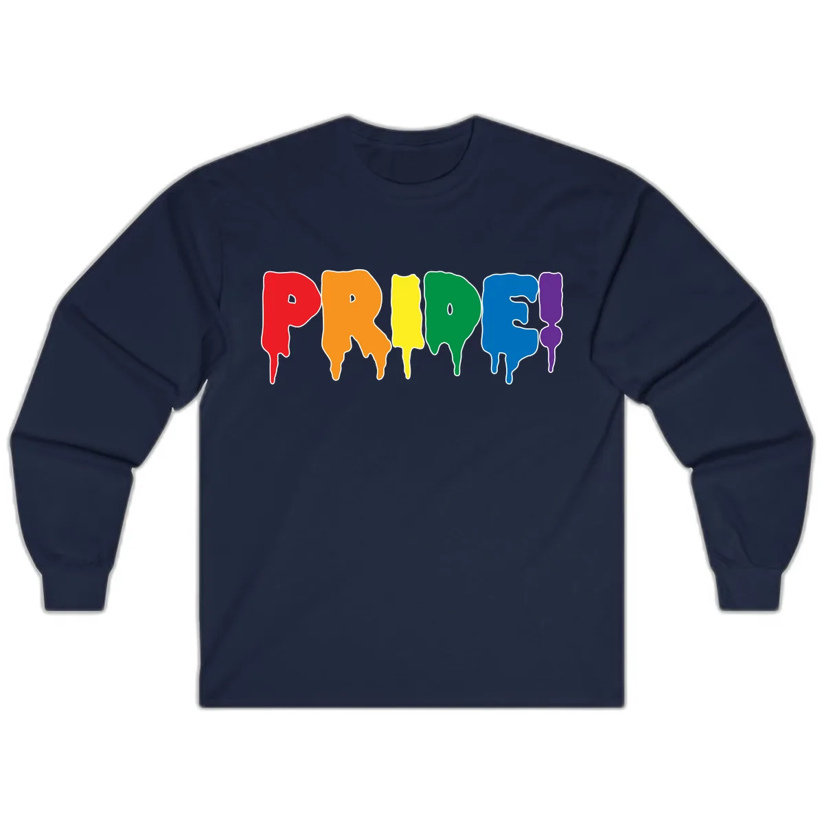 Pride Drip Rainbow Letters Long Sleeve in Navy