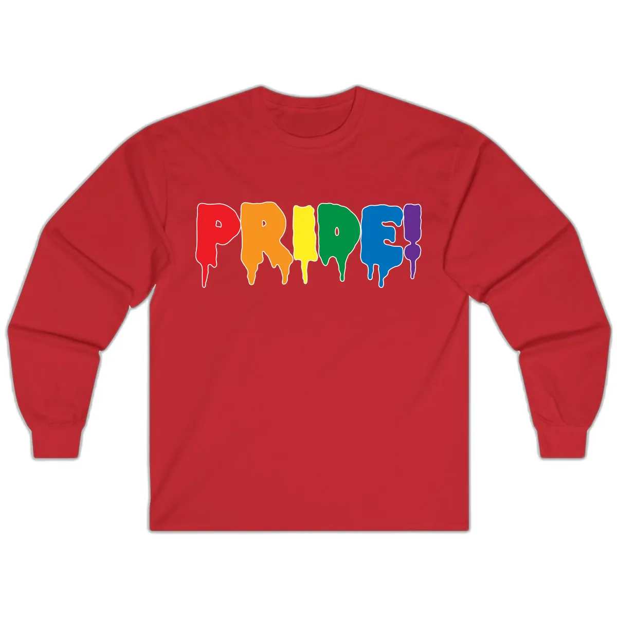 Pride Drip Rainbow Letters Long Sleeve in Red
