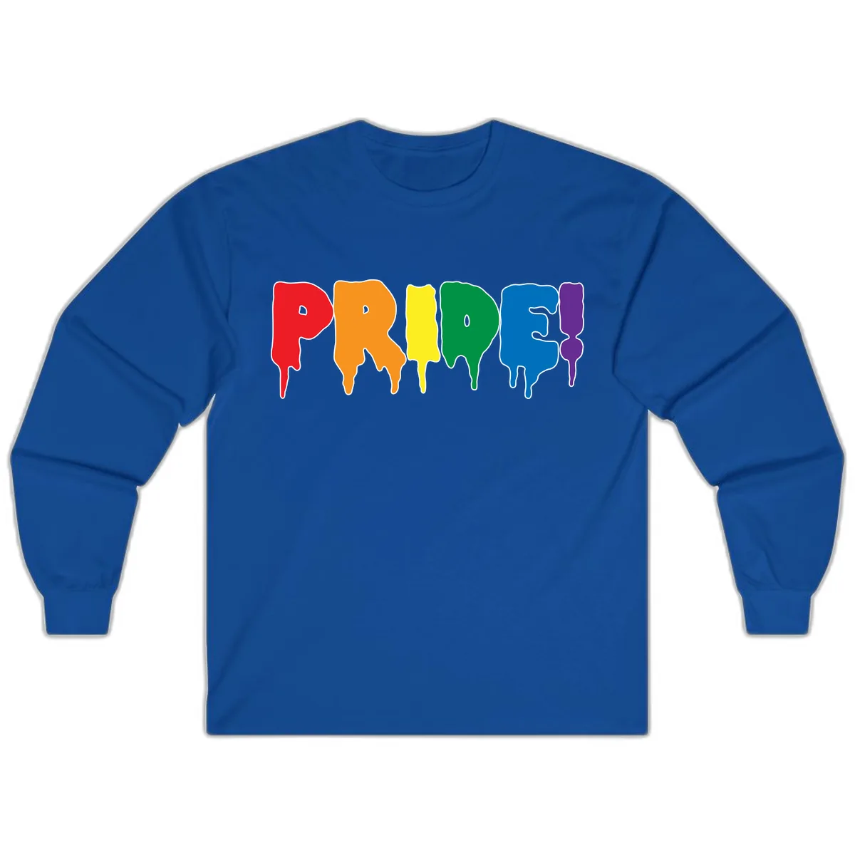 Pride Drip Rainbow Letters Long Sleeve in Royal