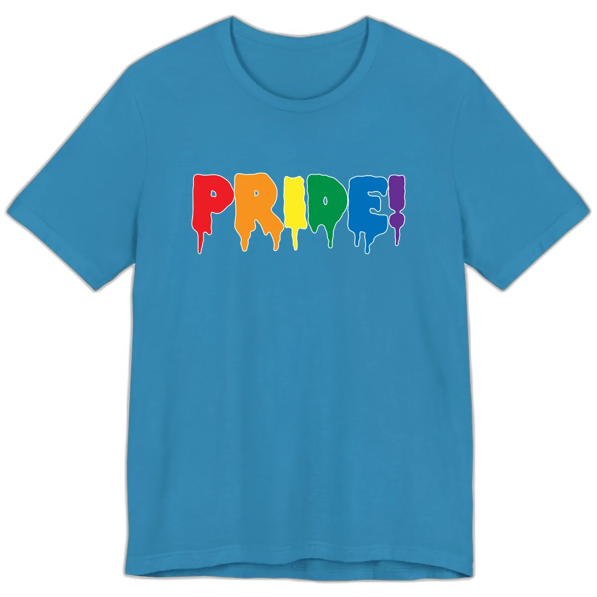 Pride Drip Rainbow Letters Premium T-Shirt in Aqua