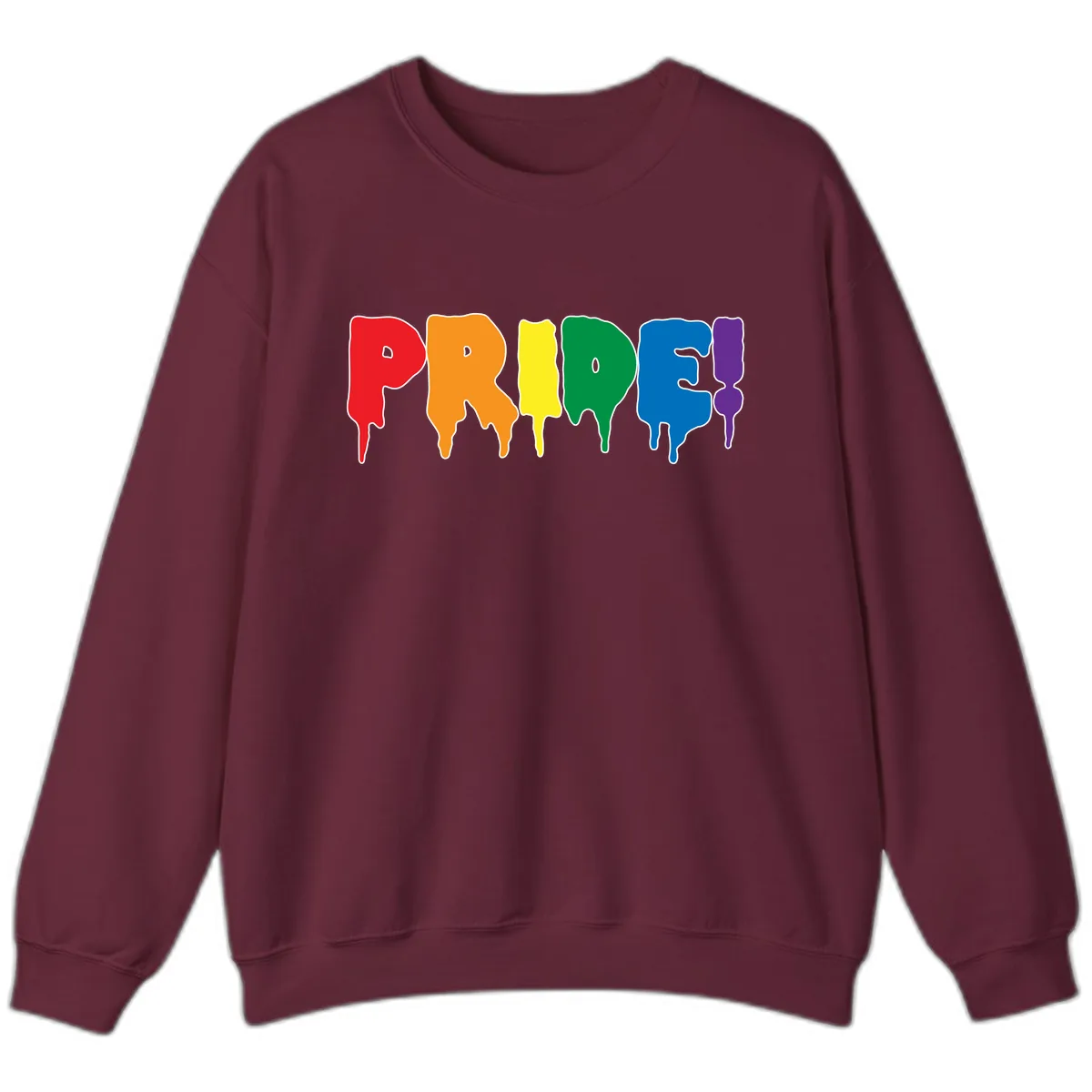 Pride Drip Rainbow Letters Sweatshirt in Maroon