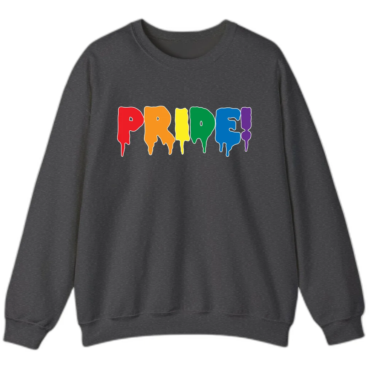 Pride Drip Rainbow Letters Sweatshirt in Dark Heather