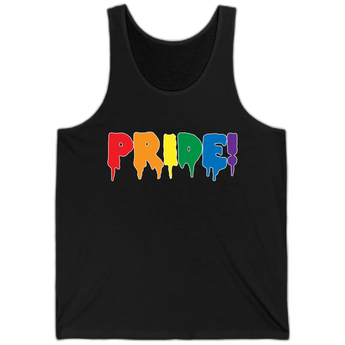 Pride Drip Rainbow Letters Tank in Black