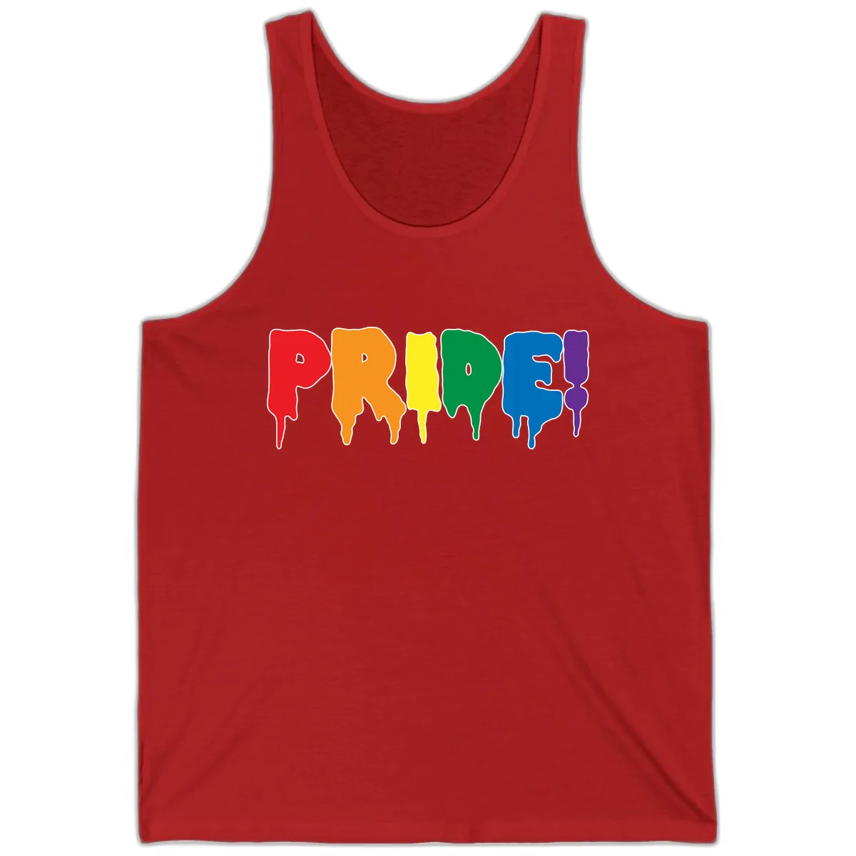 Pride Drip Rainbow Letters Tank in Red