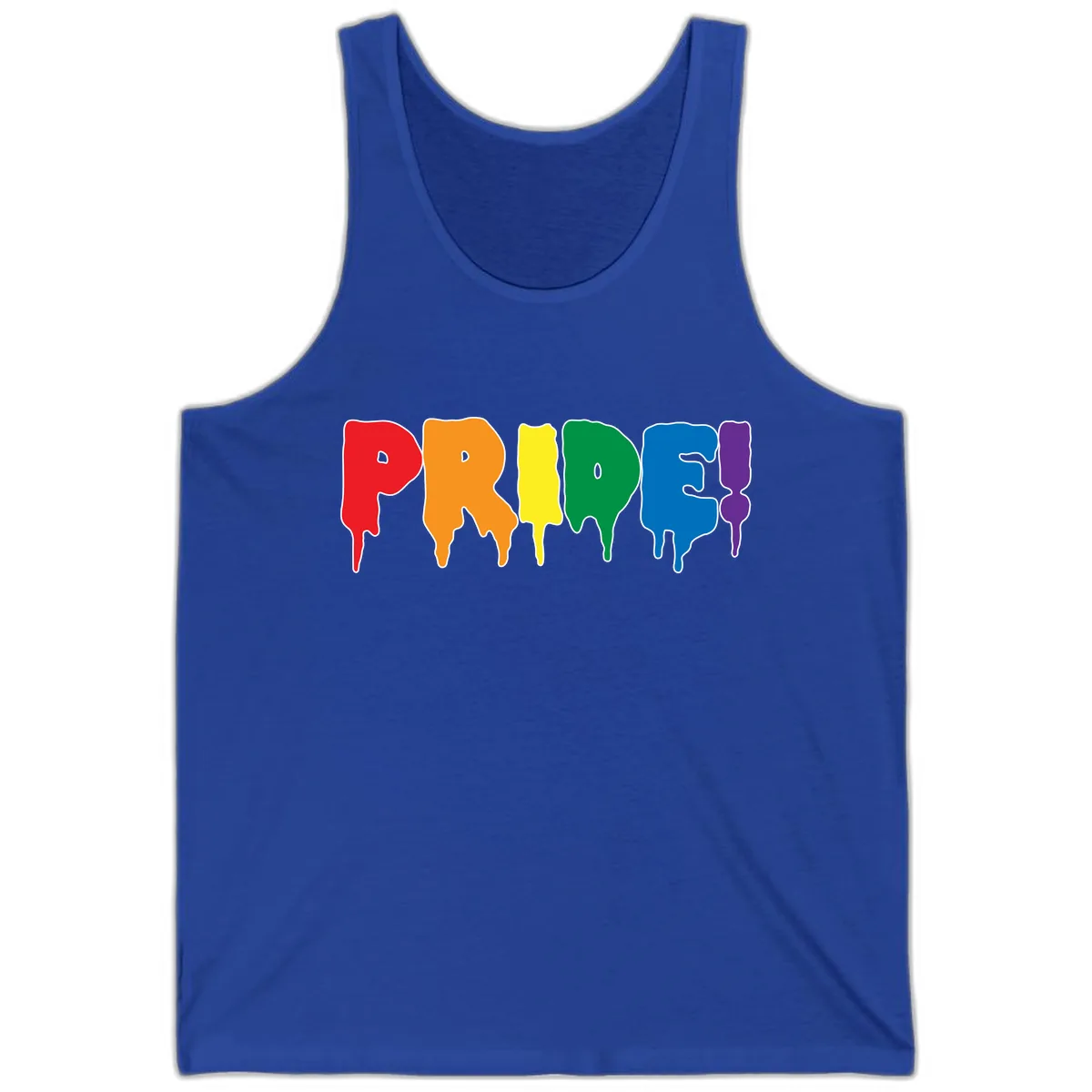 Pride Drip Rainbow Letters Tank in True Royal