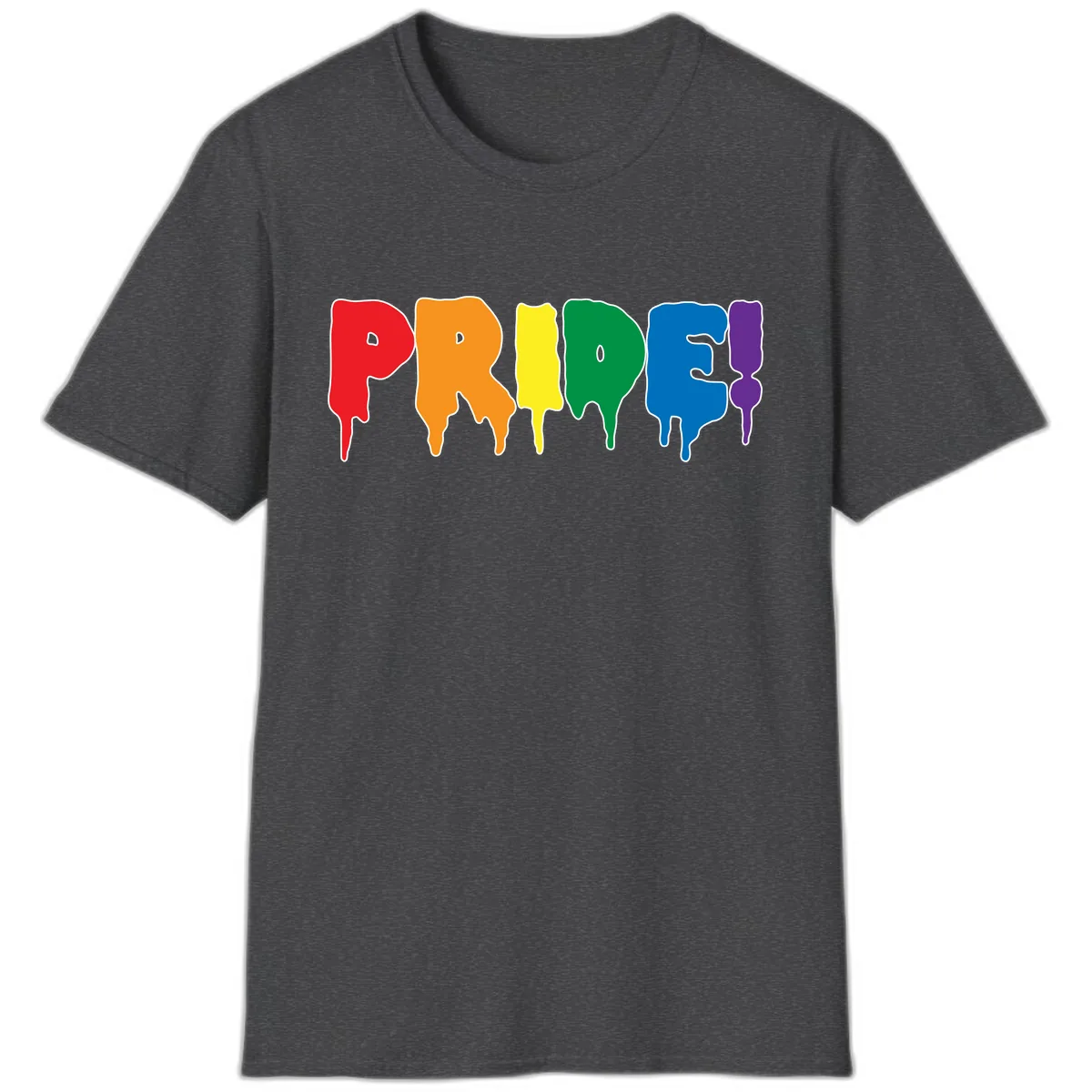 Pride Drip Rainbow Letters T-Shirt in Dark Heather